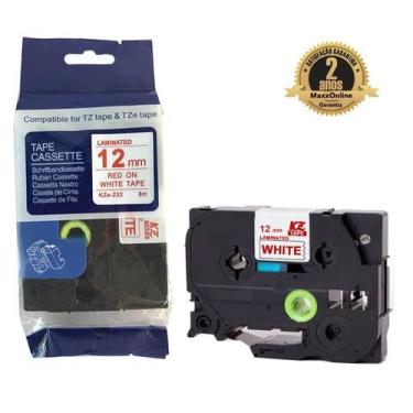 Imagem de Fita Compatível Brother Tz Tze 232 Branca Letra Vermelha 12mm - Genéri