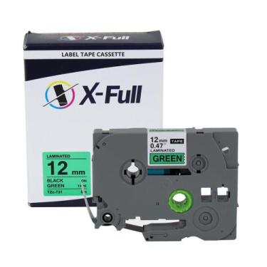 Imagem de Fita Compatível Brother Tze 731 Verde Letra Preta 12mm - X-Full