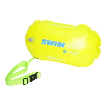 Imagem de simhoa Boia de natação para nadadores em águas abertas, boia inflável portátil com cinto ajustável, bolsa seca inflável para caiaques, Amarelo