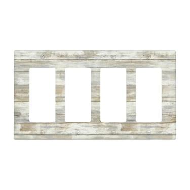 Imagem de Capa rústica para interruptor de luz basculante para casa de fazenda, 4 gangs, quadriciclo, decorador, placas, tomada, placa decorativa vintage, 11 x 20 cm