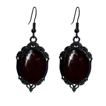 Imagem de Brincos de camafeu gótico para mulheres vintage vermelho preto cristal brincos de cristal escuro stardust brinco punk misterioso joia de feriado de Halloween, One Size, Metal, Sem pedra preciosa