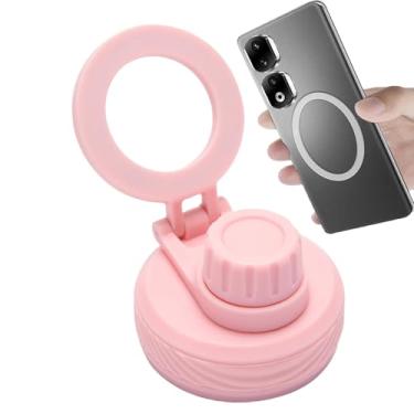 Imagem de Suporte para Telemóvel de Garrafa de Água para Ginásio | Tampa Antiderrapante Com Suporte Magnético Para Telemóveis,Tampa de Copo Portátil Para Smartphone Para Gravar Vídeos Ver Conteúdos e Pedalar