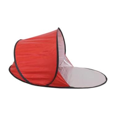 Imagem de Lljsszr Tenda de praia, abrigo solar, fácil de montar, à prova de vento, camada única, cabana rápida para atividades ao ar livre, montanhismo no quintal, Vermelho