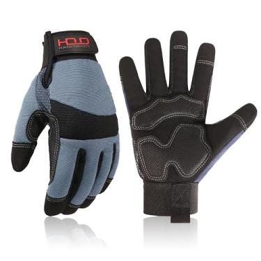 Imagem de Luvas de trabalho refletivas Handlandy Hi-vis, luvas de segurança antivibração, tela sensível ao toque, laranja e elastano flexível nas costas..., Cinza, Medium