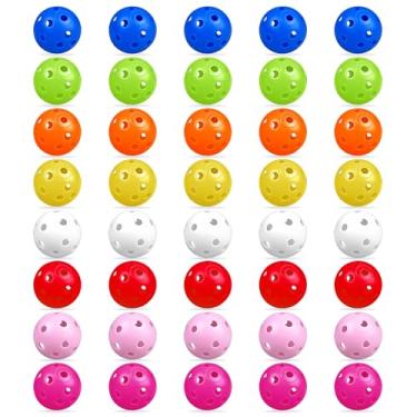Imagem de XIPEGPA 40 bolas de golfe coloridas 41 mm fluxo de ar de plástico bola de golfe oca faixa de direção swing prática de condução uso interno e externo
