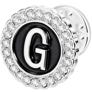 Imagem de HAWSON Alfinetes de lapela com inicial A-Z, alfinetes de gravata personalizados de ouro/prata 18K para ternos, gravatas, chapéus, homens e mulheres, Latão, Sem Pedra Preciosa