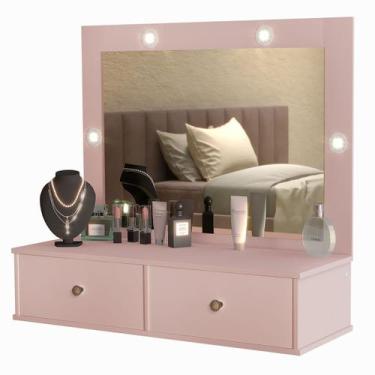 Imagem de Penteadeira Suspensa Moderna Com Luz De LED Integrada, 2 Gavetas Desli