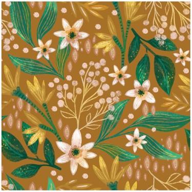 Imagem de HAOKHOME Boho Peel and Stick Papel de parede vintage floral contato papel de parede autoadesivo botânico para parede de destaque caramelo/verde 44 cm x 3 m
