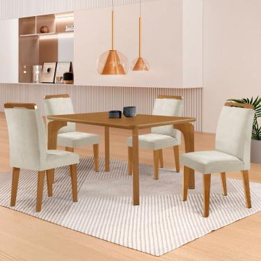 Imagem de Mesa de Jantar Liz 120cm MDF Canto copo e com 4 Cadeiras Athenas