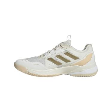 Imagem de adidas Tênis feminino Crazyflight 6 Indoor, Branco/dourado metálico/areia cristalina, 39