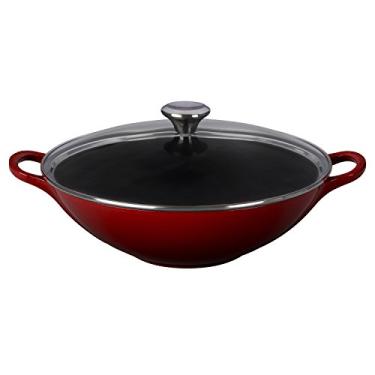 Imagem de Le Creuset Wok 32cm com Tampa de Vidro Vermelho