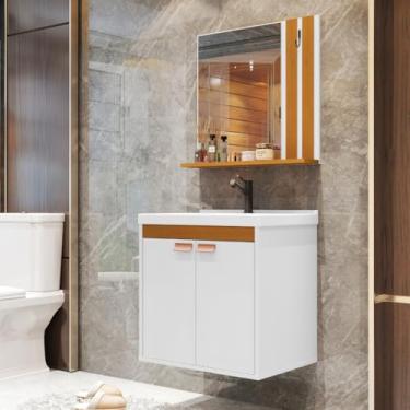 Imagem de Conjunto Armário Gabinete Com Cuba E Espelho Para Banheiro Pallas Cores (PEROLA NATURE)