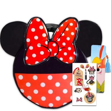 Imagem de Disney Shop Lancheira Minnie Mouse para meninas e crianças – Lancheira térmica com zíper com adesivos e acessórios (vermelho, material escolar Minnie Mouse)