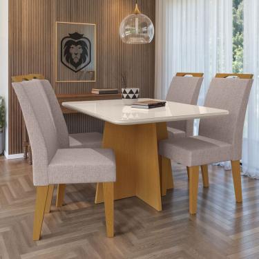 Imagem de Mesa de Jantar 4 Lugares Evora com Vidro Natural/Bege - Art Panta
