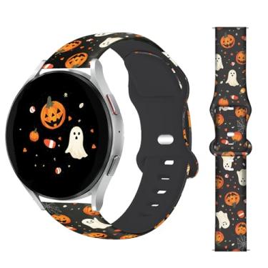 Imagem de Pulseiras femininas de Natal e Halloween compatíveis com Samsung Galaxy Watch 7 6 5 4 Active 2 FE de 40 mm e 44 mm/Watch 6/4 Classic/5 Pro/3, pulseira de substituição para férias de 20 mm