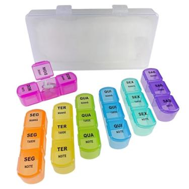 Imagem de Organizador Remédios Semanal 21 Divisórias Grandes Porta Medicamento 3 Doses Diárias Comprimidos