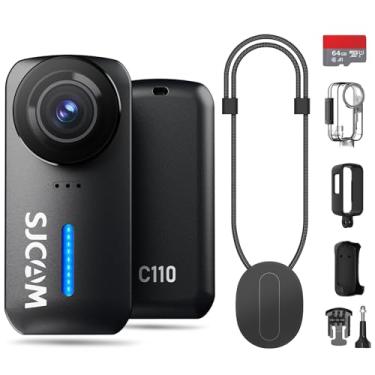 Imagem de SJCAM Câmera de bolso 4K, câmera de ação minúscula, mini câmera corporal estabilizada e ponto de vista portátil, impermeável, vestível, Spkr e microfone integrados para vlogging, capacete e peito