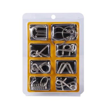 Imagem de Fafeicy 8pcs Conjunto de Quebra -cabeças de Metal, Brain Teaser Mind Games Test Test Toys for Adults Kids Com Aço Alto de Alto Carbono Duradouro Brilhante