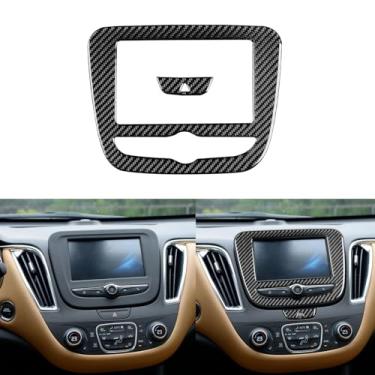 Imagem de GDFJGD Fibra de carbono preta compatível com Chevy/Chevrolet Malibu 2016-2025 2017 2018 2019 2020 2021 2022 2023 2024 acessórios para console central de carro navegação painel GPS decalque acabamento