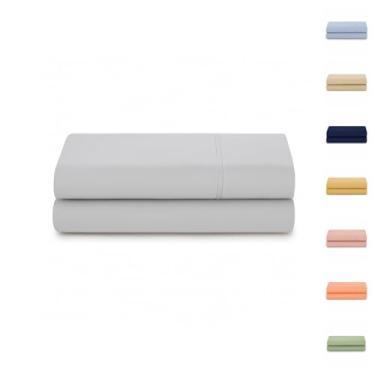 Imagem de Lençol 100% Algodão S/Elástico Avulso Liso com Viés Malha Penteada Fio 30/1 (Cinza, Queen)