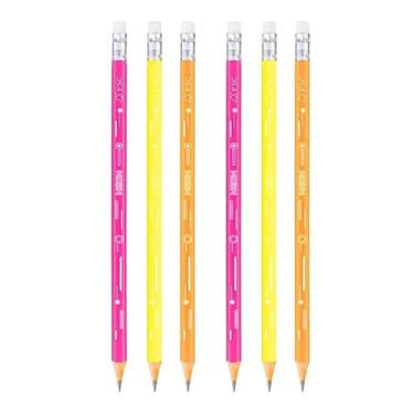 Imagem de Kit Lápis Preto HB com Borracha Cores Neon (3, 6, ou 12) Unidades Mape