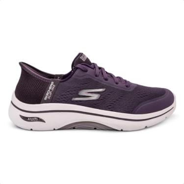 Imagem de Skechers Tênis feminino Go Walk Arch Fit 2.0 Valencia Hands Free Slip-ins, Ameixa, 34