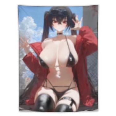 Imagem de LIEGBMEU Tapeçaria de biquíni sexy anime menina 152.4 cm x 203.2 cm interior exterior parede colcha arte decoração de tapeçaria caprichosa, AF223