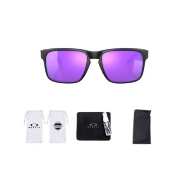 Imagem de Oakley Óculos de sol quadrados Holbrook OO9102 | Kit de limpeza e bolsa de microfibra com bandeira preta, Preto, 57MM