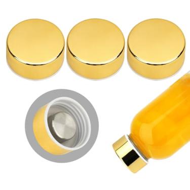 Imagem de Zukro Tampa de reposição para garrafas de suco de vidro de 510 g, pacote com 3, tampa dourada-GB19