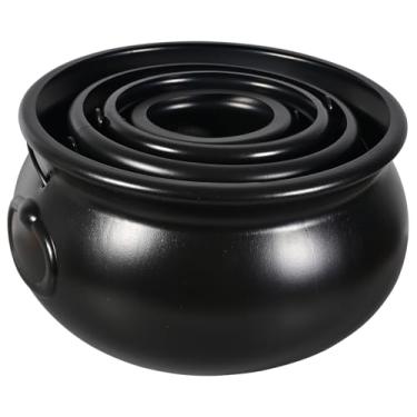 Imagem de Caldeirão grande com 4 caldeirões pretos (32,5 cm, 24,9 cm, 19,3 cm, 14,5 cm) pote grande de plástico para o dia de São Patrício, decoração de balde de festa - chaleira de bruxa de Halloween, doces ou