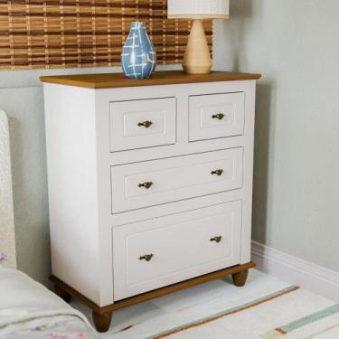 Imagem de Cômoda para Quarto de Bebê 4 Gavetas Joy Off White/Nogueira - Móveis S