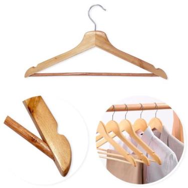 Imagem de Kit 3 Unidades Cabide De Madeira Adulto Marfim com Verniz - Wincy