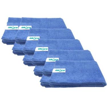 Imagem de Kit 10 Panos Microfibra Automotiva Azul Flanela Anti-risco Toalha 40x4