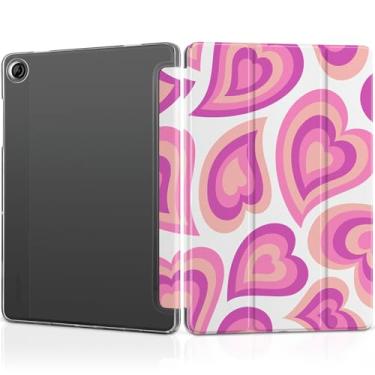 Imagem de MEEgoodo Capa para Samsung Galaxy Tab A9 Plus de 11 polegadas 2023 (compatível com o modelo SM-X210/X216/X218), capas para tablet A9+ com textura de seda e capa traseira transparente para PC, corações