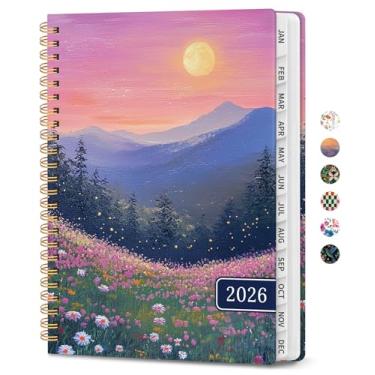 Imagem de Agenda 2026, agenda de planejamento semanal e mensal para mulheres, janeiro de 2026 a dezembro de 2026, livro de agenda de planejamento de capa dura com abas, encadernação em espiral, bolso interno