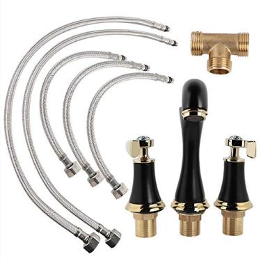 Imagem de Zerodis Faucet Threehole Basin Faucet Cobre, Toque Confortável da Mão, Resistência à Alta Pressão da água Com Torneira do Chuveiro, Ouro Preto, Ouro Branco (opcional) (ouro Preto)