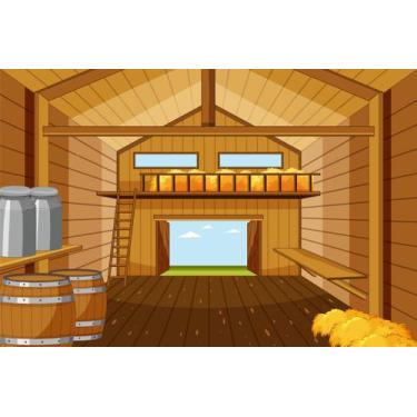 Imagem de Painel de Lona Fazenda Cenário Celeiro - Fabrika de Festa, 150x100cm