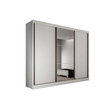 Imagem de Guarda Roupa 3 Portas De Correr E (1 C/ Espelho) 8 Gavetas Toulon/sonetto Plus Neve - N...