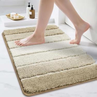 Imagem de COSY HOMEER Tapetes de banheiro 76.2 cm x 50.8 cm, tapete de banho absorvente ultra macio com suporte TPR antiderrapante, lavável na máquina tapete felpudo para chão de banheiro, bege
