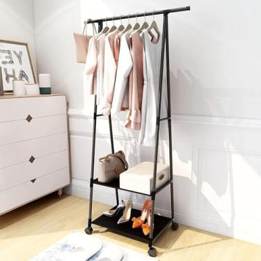 Imagem de Arara Organizadora Cabideiro de Roupas Sapateira Prateleira para Roupas Camisa Calça com Rodas