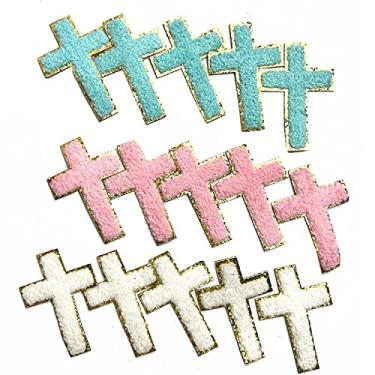 Imagem de Remendos de ferro bordado borda dourada remendos cruzados arco amor futebol coroa aplique chenille patch costurar em roupas, jaquetas, jeans, chapéus, mochilas, faça você mesmo, decoração artesanal