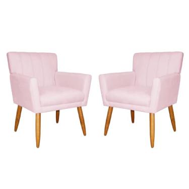 Imagem de Kit 2 Poltronas Decorativa Para Sala Recepção Cecília Suede Rosa Bebe - LM DECOR