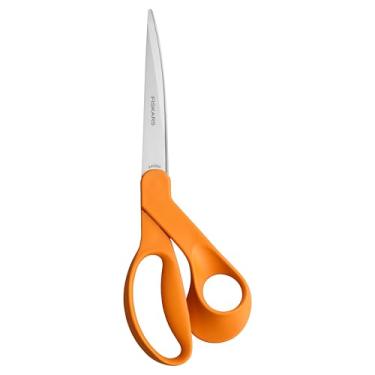 Imagem de Fiskars Tesoura de costureira dobrada de 22 cm, laranja, lâminas de aço inoxidável para corte de tecido, cabo ergonômico para conforto e precisão