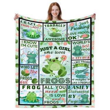 Imagem de INTEKLY Cobertor de presente de sapo fofo, cobertores temáticos de sapos engraçados para amantes de sapos, adultos, mulheres, meninas, presentes de Natal, aniversário, decoração, cobertor 127 x 101 cm
