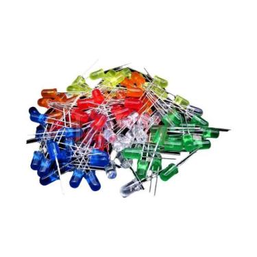 Imagem de Kit De Diodos LED Sortidos 100PCS 5mm Branco Verde Vermelho Azul Amare