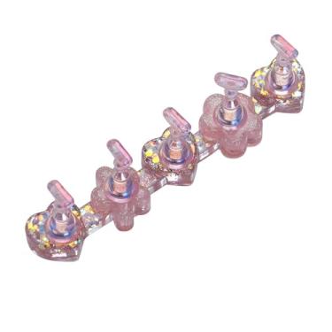 Imagem de Ysyqkn Suporte de unha para prensa, suporte de unha para pintura, leve, resistente, base brilhante e estável para suprimentos de salão de beleza caseiros, Rosa