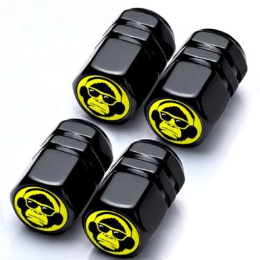 Imagem de Pacote com 4 tampas de haste de válvula de pneu gorila macaco gorila acessórios de carro decoração para carros, caminhões, SUV, motocicletas, bicicletas, bicicleta, pneu tampa de ar para homens