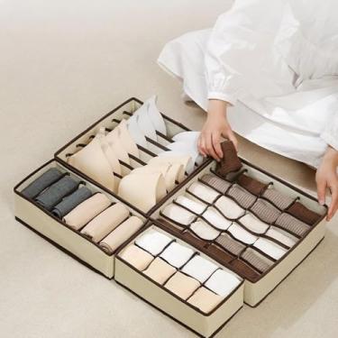 Imagem de Kit 4 Colmeia Organizadora de Gaveta com 24 Divisórias Nicho para Roupas Intimas Closet Mala Guarda-Roupa Bege