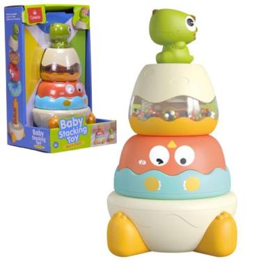 Imagem de Brinquedo de Empilhar Dino Colorido Multiestágios - Castela - CASTELA 