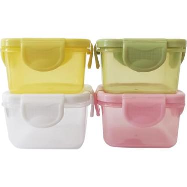 Imagem de kit 4 mini Potinhos Cores Sortidas para Armazenamento de Pequenas Quantidades: molhos, sobremesas, frutas Perfeito Para Acompanhamento de Marmitas Lancheiras Infantil TAMANHO: 6,5x8x5cm